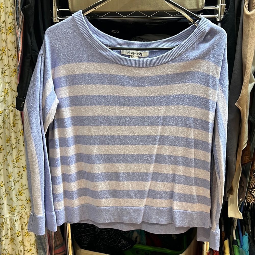 purple stripped sweater size small very soft worn a couple times